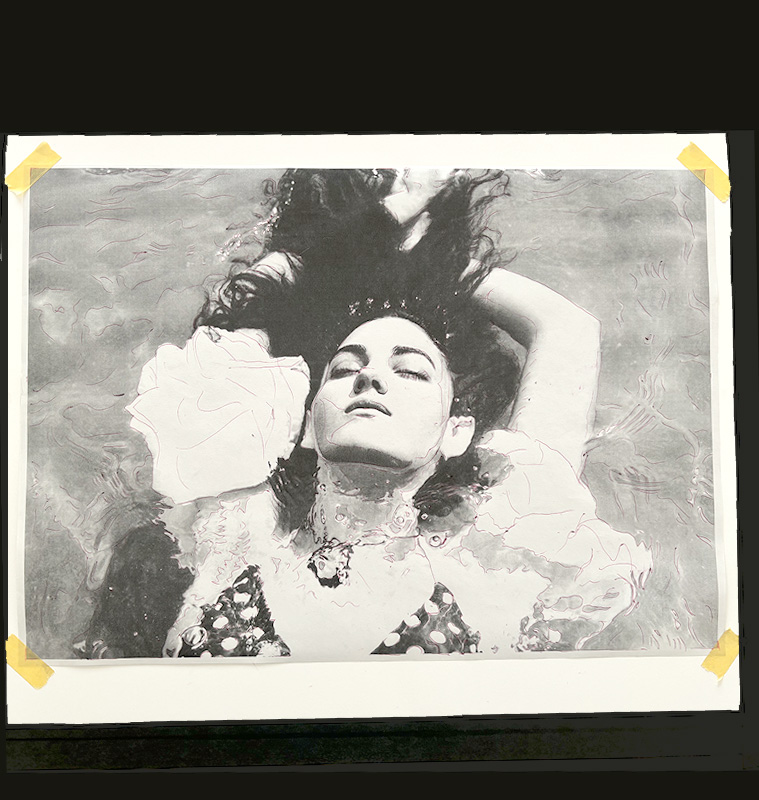 鉛筆画題材を下書き