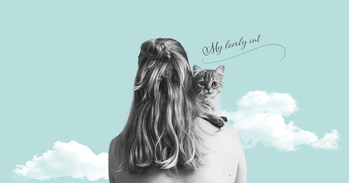 猫を抱く女性