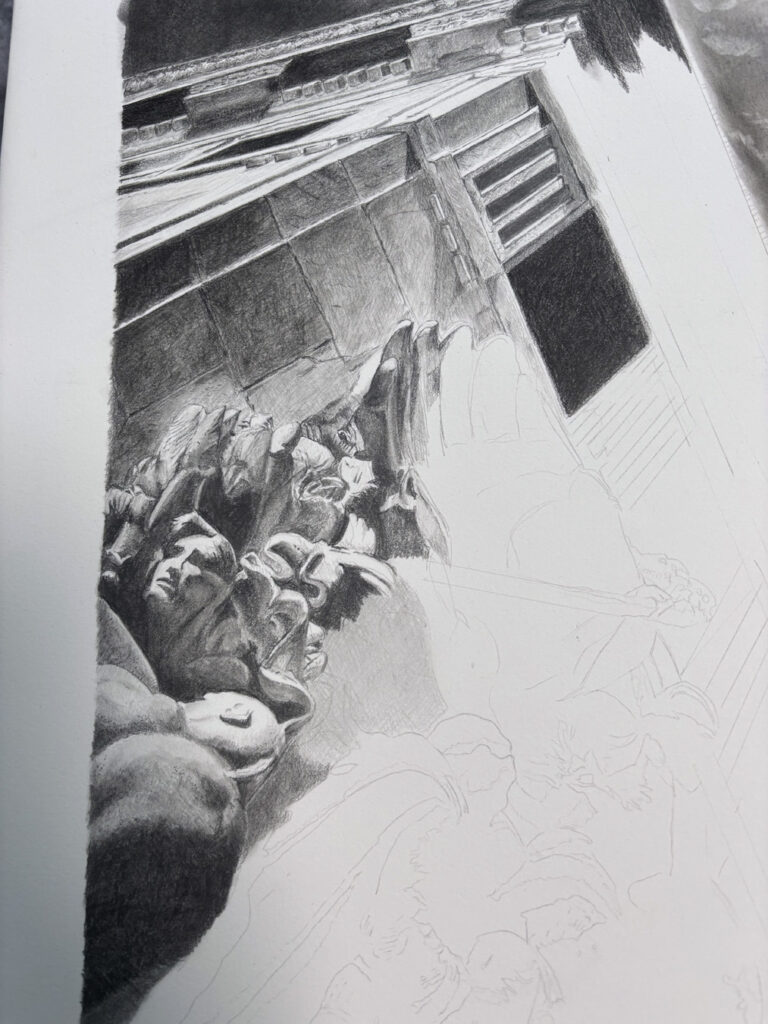 鉛筆画 レリーフ 描く過程 人物