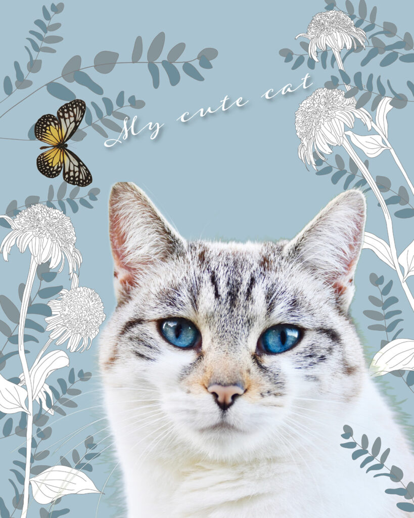 猫とエキナセアとユーカリ