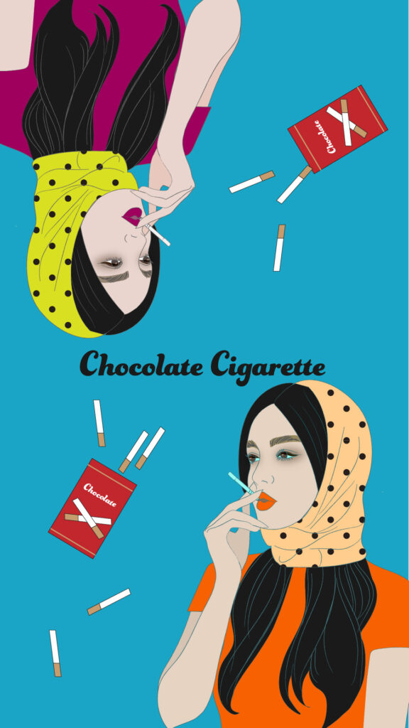 ポップなガールズイラスト デジタルイラストレーション