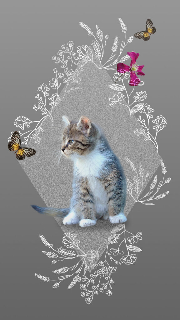 シマシマ子猫と野の花のメモリアルアート（UJ WORKS制作）