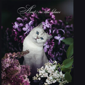 ライラックと猫のメモリアルコラージュ（UJ WORKS制作）