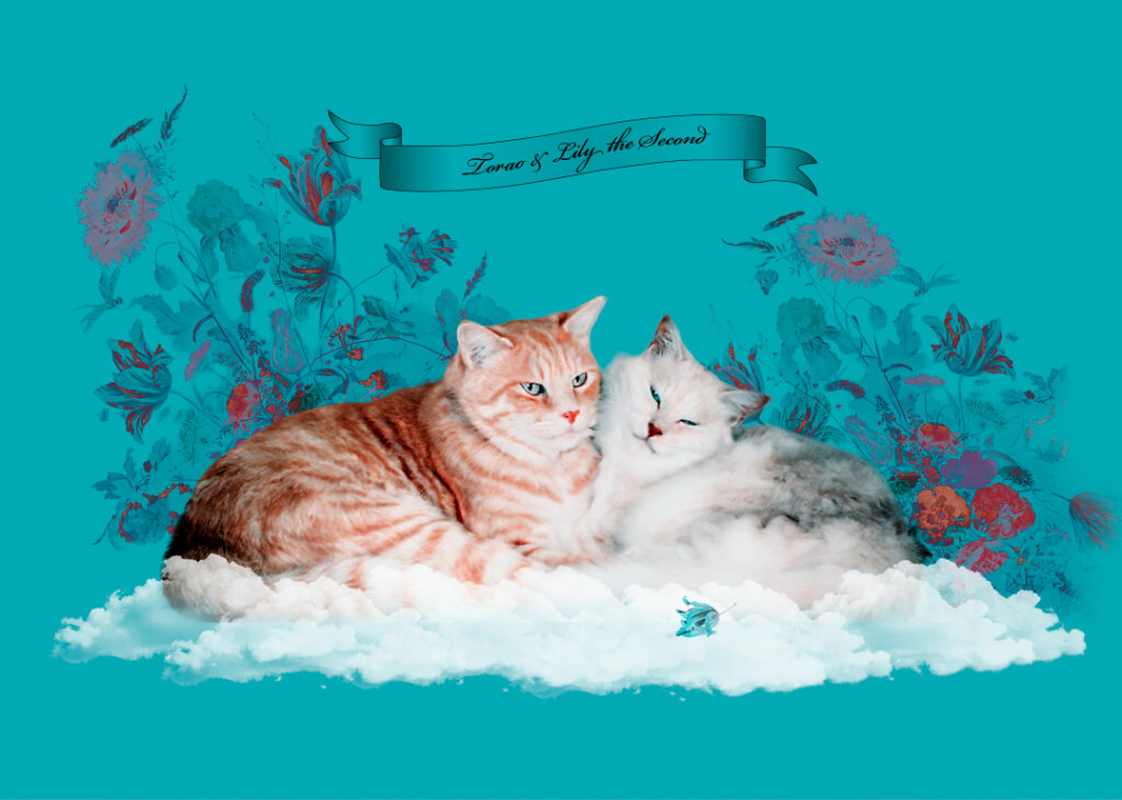 猫の親子のメモリアルコラージュアート(UJworks製作)